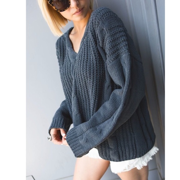 Desired Collection Tops - ✨LAST 2 Charcoal Chenille cable knit